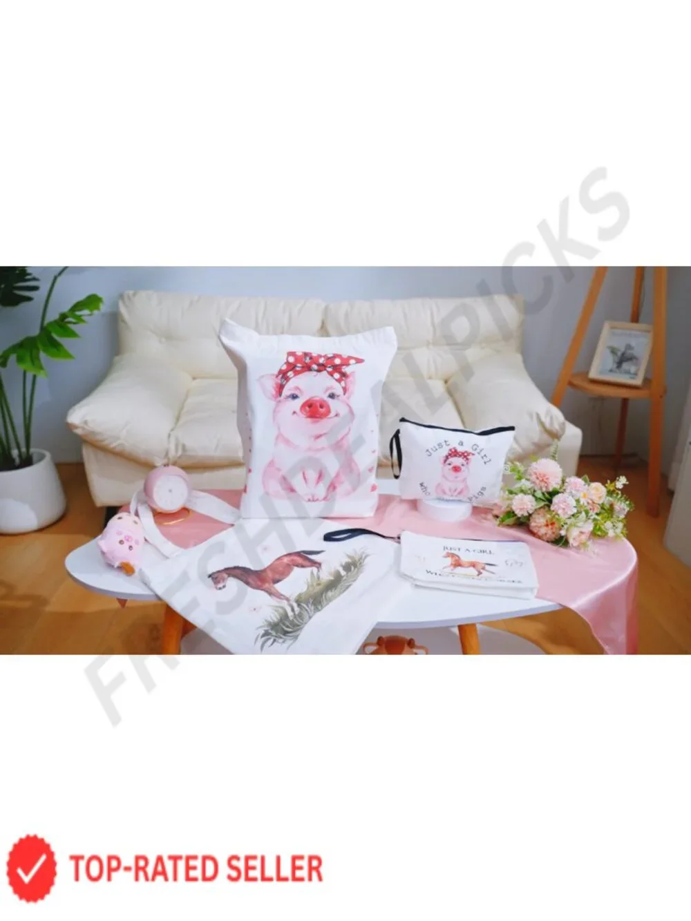 Bowling Gift Set Canvas Tote Bag and Makeup Pouch Cosmetics Organizer for Women
